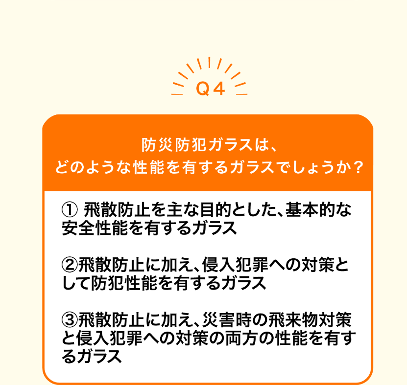 Q4.防災防犯ガラスは、どのような性能を有するガラスでしょうか?